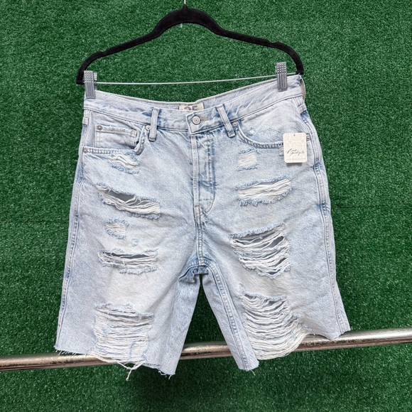 Free People Pants - Free People Ripped Light Blue Jean Shorts